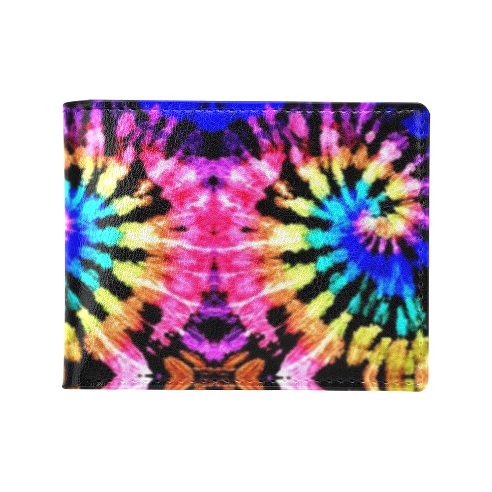 Tie Dye Rainbow Design Print Men's ID Card Wallet