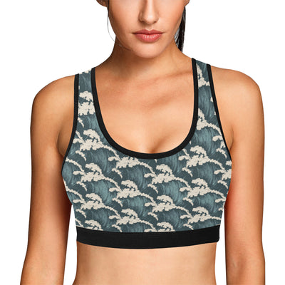 Wave Art Print Sports Bra