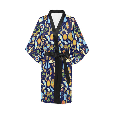 Beach Themed Pattern Print Design 04 Women's Short Kimono