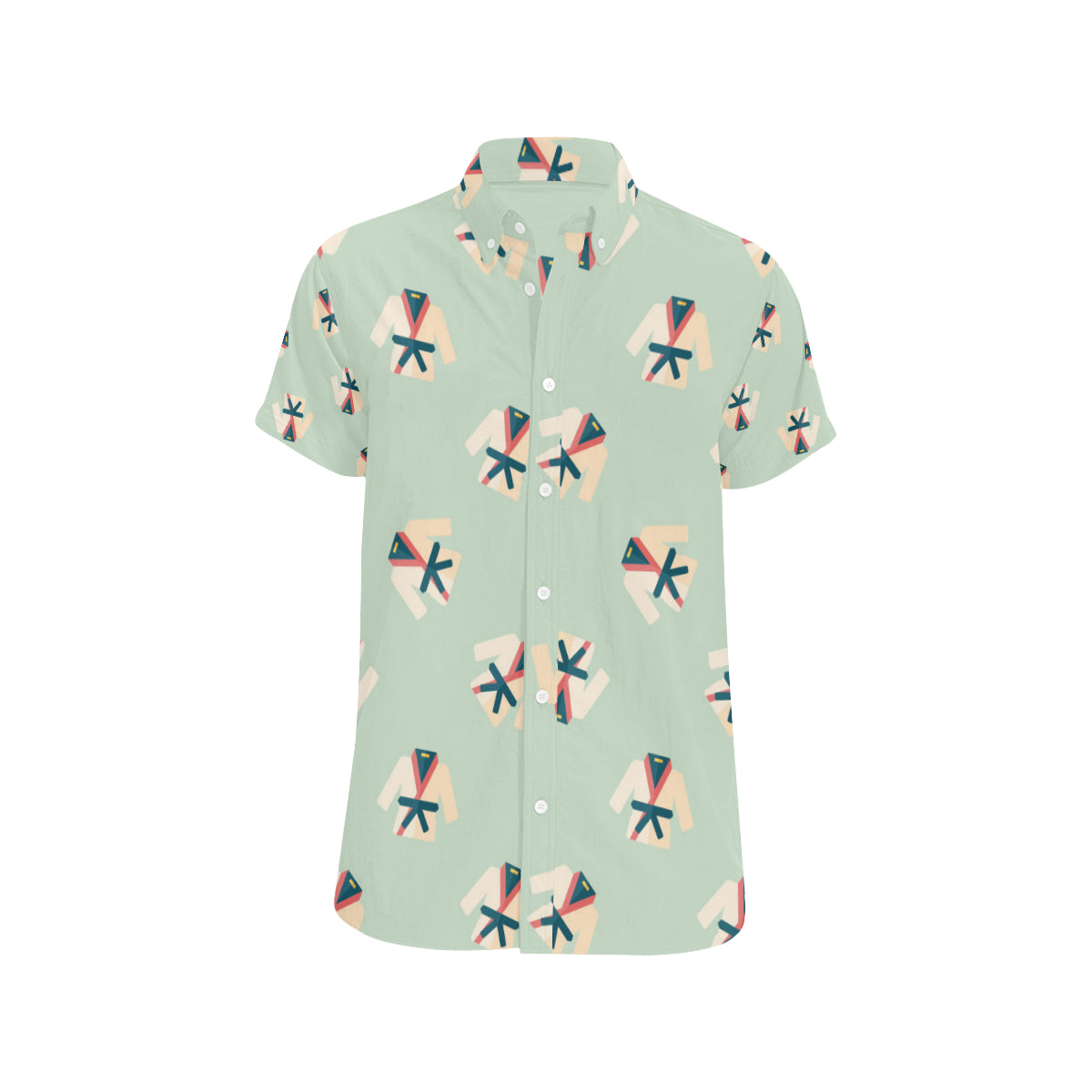 Karate Pattern Print Design 02 Men's Short Sleeve Button Up Shirt