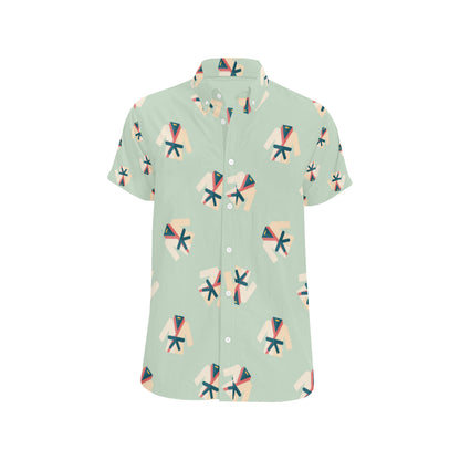 Karate Pattern Print Design 02 Men's Short Sleeve Button Up Shirt