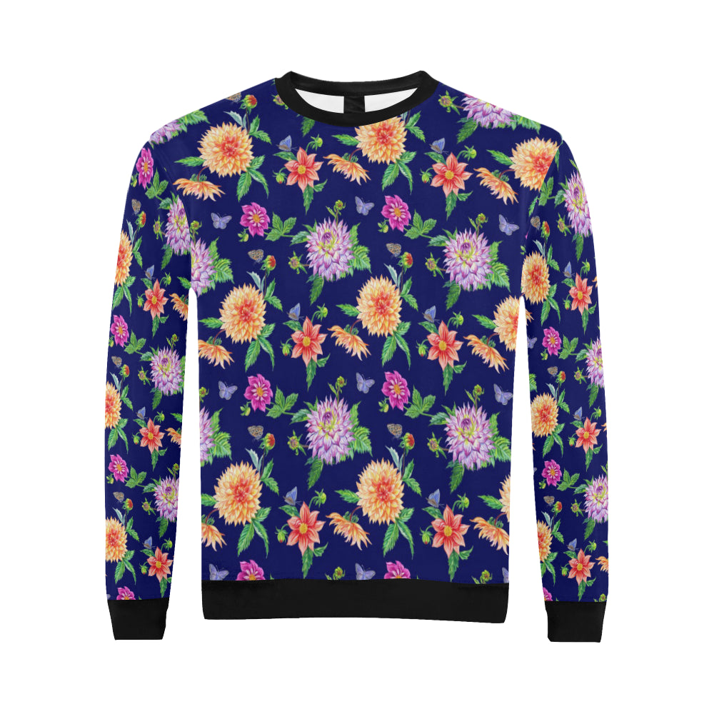 Dahlia Pattern Print Design DH010 Men Long Sleeve Sweatshirt