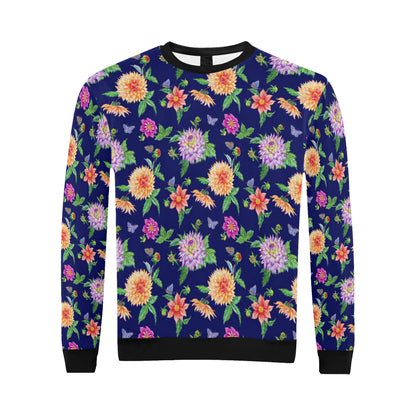 Dahlia Pattern Print Design DH010 Men Long Sleeve Sweatshirt