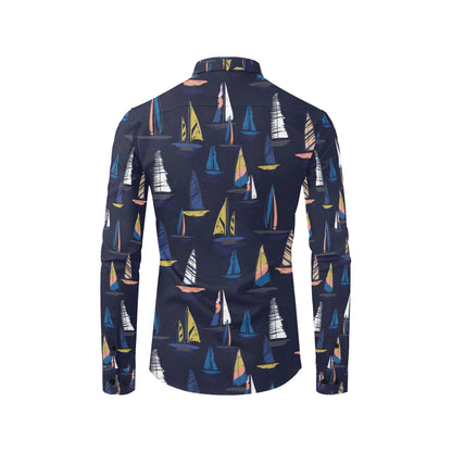 Sailing Ships Pattern Print Design A03 Men's Long Sleeve Shirt
