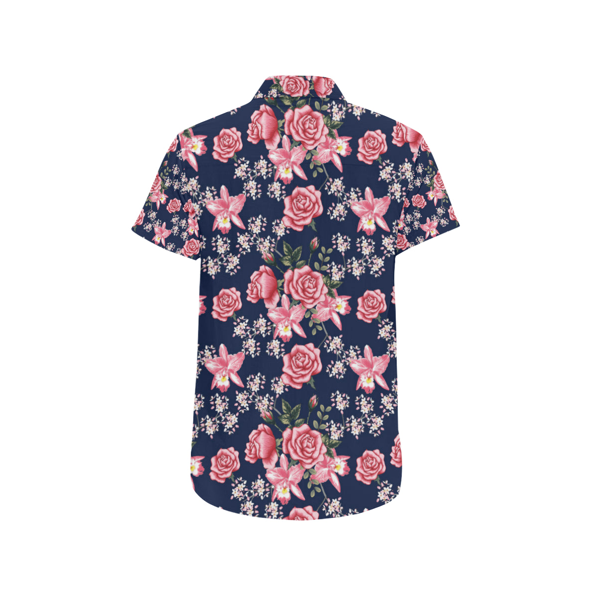 Rose Pattern Print Design A05 Men's Short Sleeve Button Up Shirt