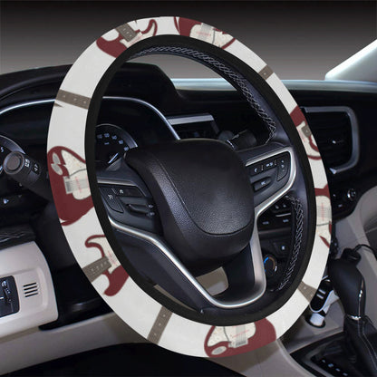 Bass Guitar Pattern Print Design 03 Steering Wheel Cover with Elastic Edge