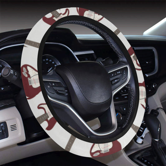 Bass Guitar Pattern Print Design 03 Steering Wheel Cover with Elastic Edge