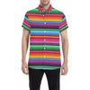 Mexican Blanket Colorful Print Pattern Men's Short Sleeve Button Up Shirt