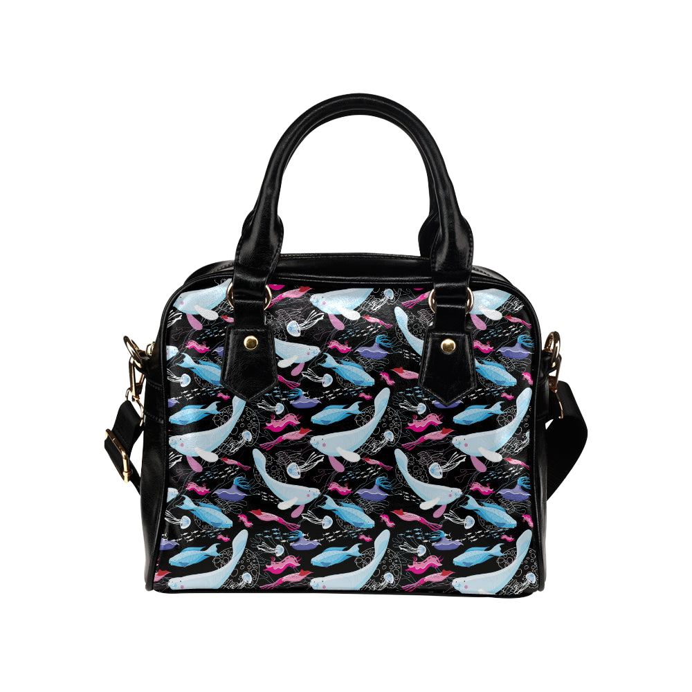 Manatee Pattern Print Design 02 Shoulder Handbag