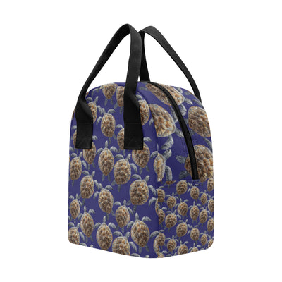 Sea Turtle Pattern Print Design T05 Insulated Lunch Bag