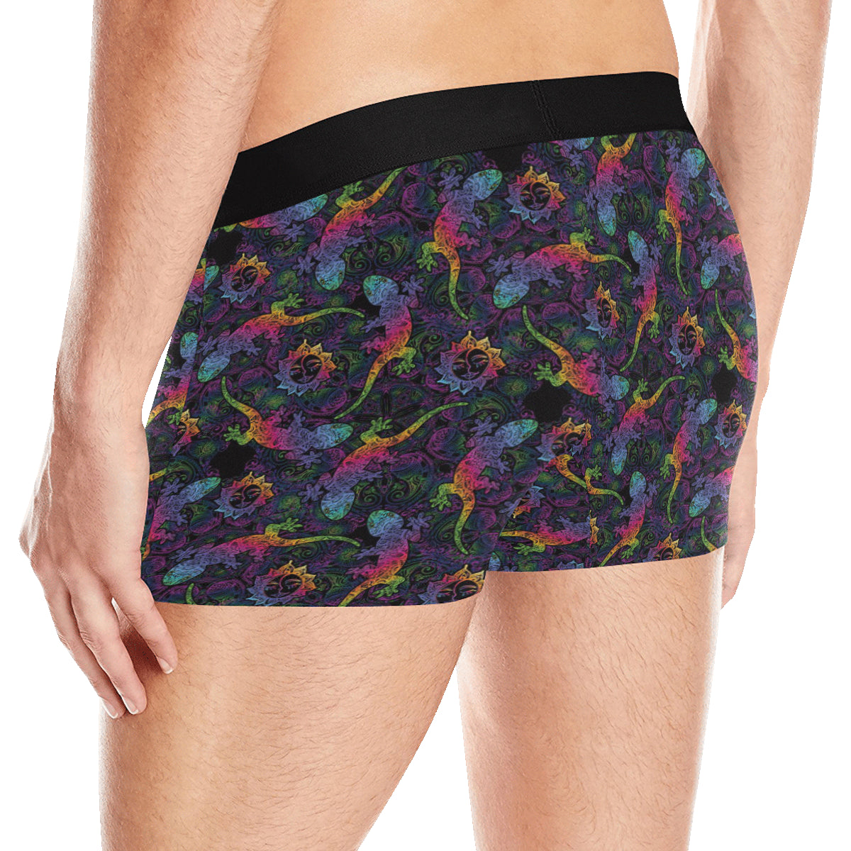 Gecko Rainbow Pattern Print Design 03 Men's Boxer Briefs