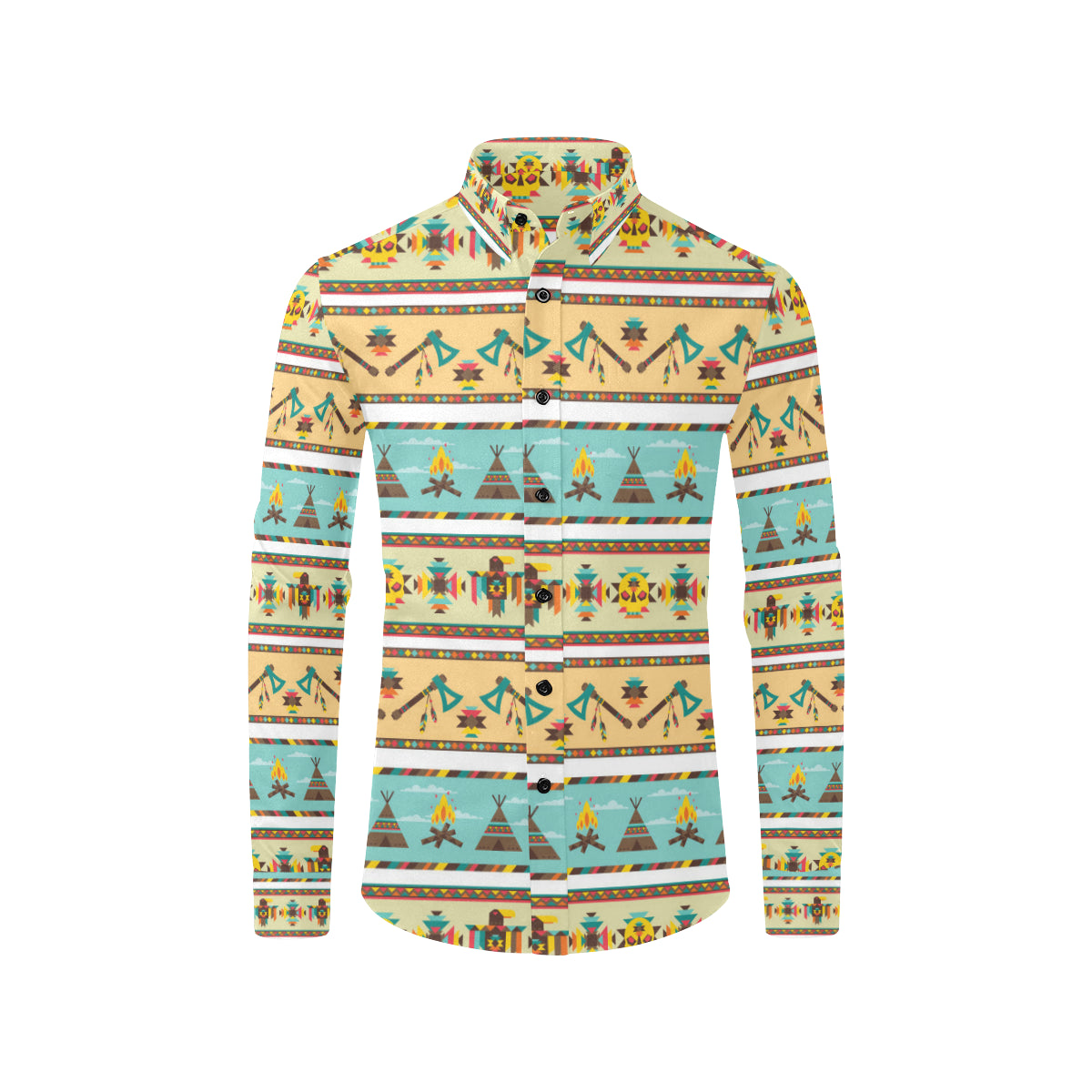 American indian Life Pattern Men's Long Sleeve Shirt