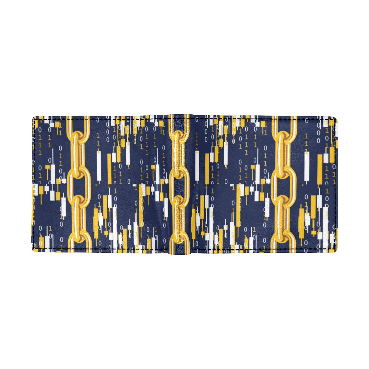 Cryptocurrency Chain Pattern Print Design 03 Men's ID Card Wallet