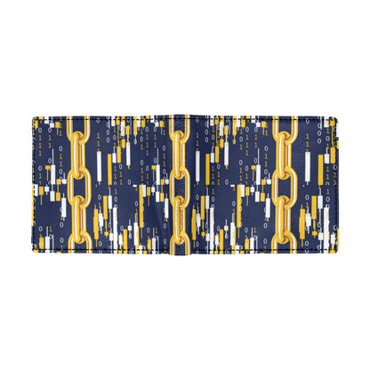Cryptocurrency Chain Pattern Print Design 03 Men's ID Card Wallet