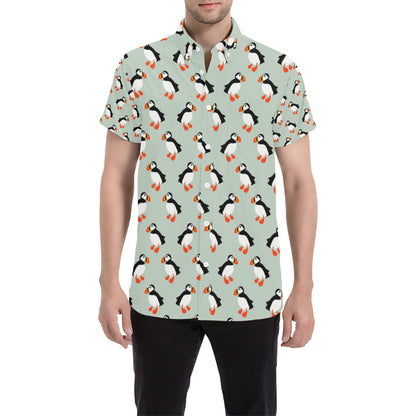 Puffin Pattern Print Design A03 Men's Short Sleeve Button Up Shirt
