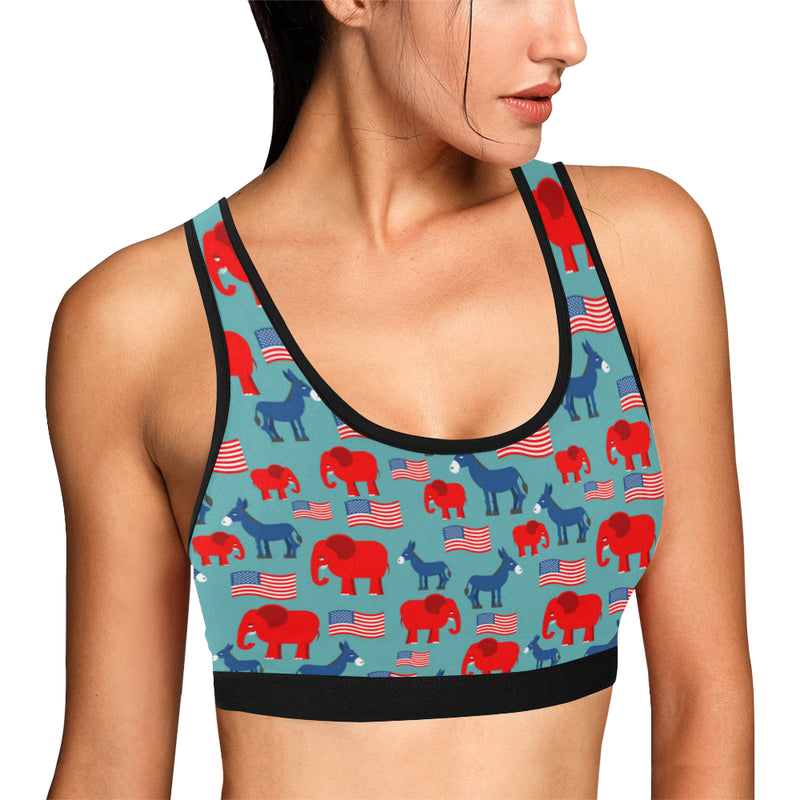 Donkey Red Elephant Pattern Print Design 03 Sports Bra