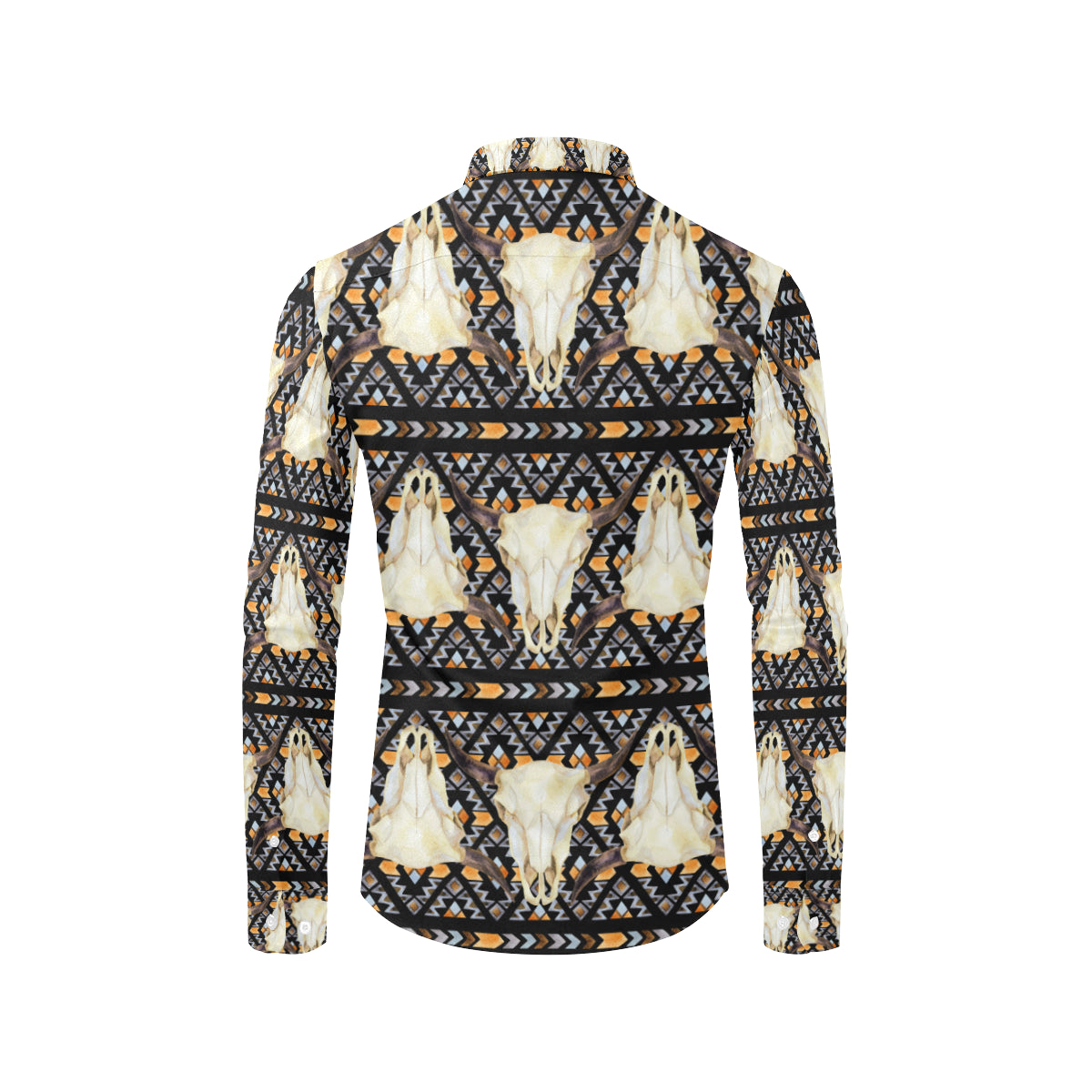 Buffalo Head Pattern Print Design 03 Men's Long Sleeve Shirt
