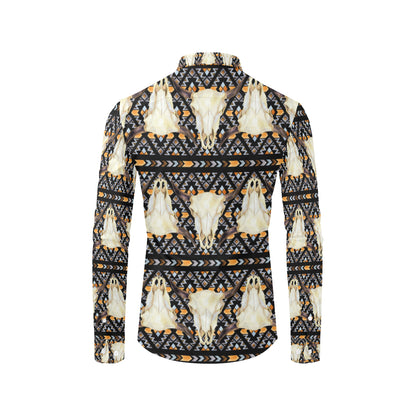 Buffalo Head Pattern Print Design 03 Men's Long Sleeve Shirt