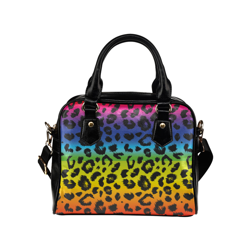 Rainbow Leopard Pattern Print Design A01 Shoulder Handbag