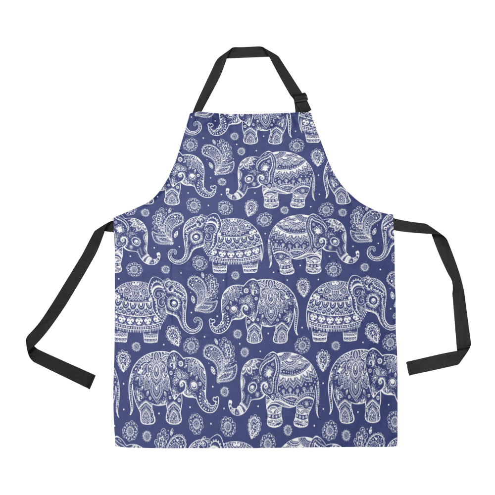 White Elephant Mandala Apron with Pocket