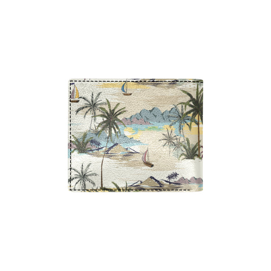 Palm Tree Beach Print Men's ID Card Wallet