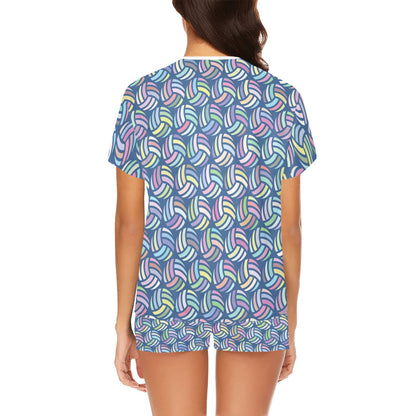Volleyball Print Design LKS301 Women's Short Pajama Set