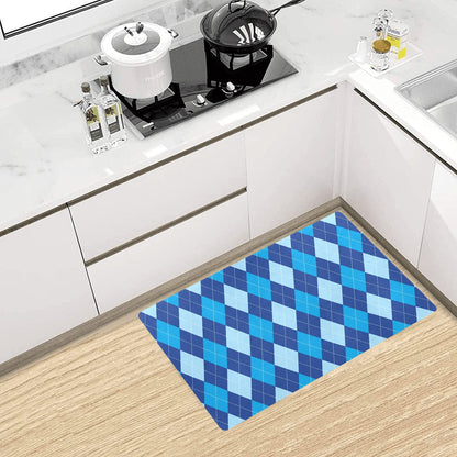 Argyle Blue Pattern Print Design 02 Kitchen Mat