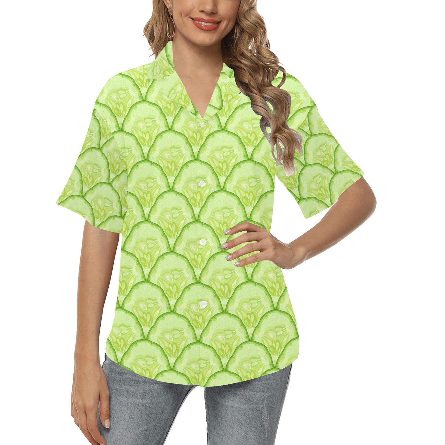 Cucumber Pattern Print Design CC04 Women's Hawaiian Shirt