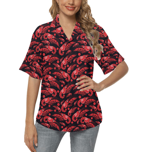 Shrimp Print Design LKS303 Women's Hawaiian Shirt