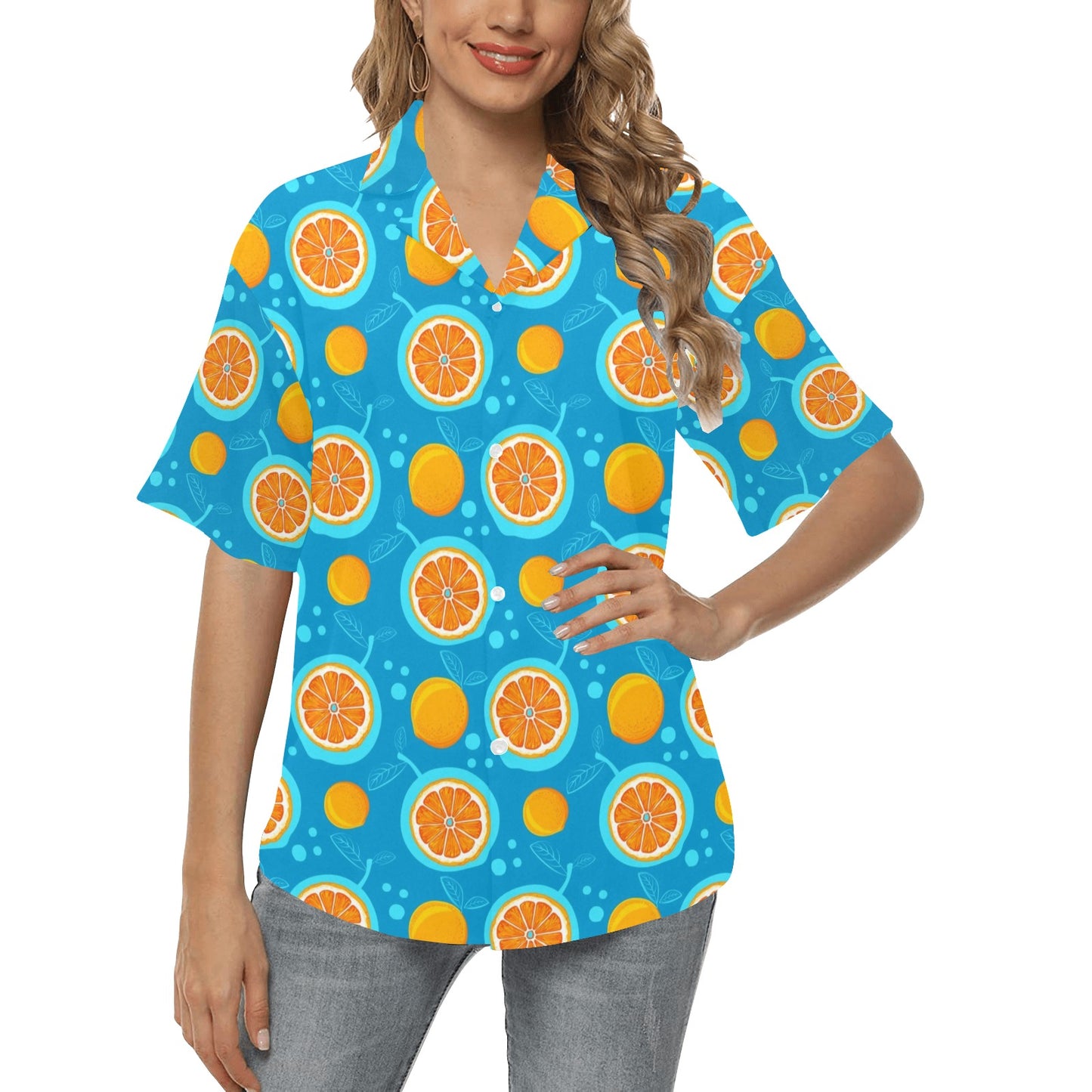 Grapefruit Pattern Print Design GF03 Women's Hawaiian Shirt