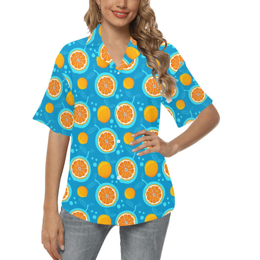 Grapefruit Pattern Print Design GF03 Women's Hawaiian Shirt