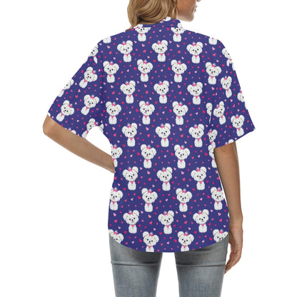 Maltese Pattern Print Design 02 Women's Hawaiian Shirt