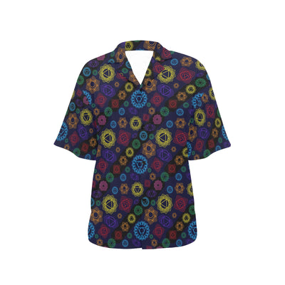 Chakra Colorful Print Pattern Women's Hawaiian Shirt