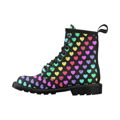 Heart Rainbow Pattern Print Design HE02 Women's Boots
