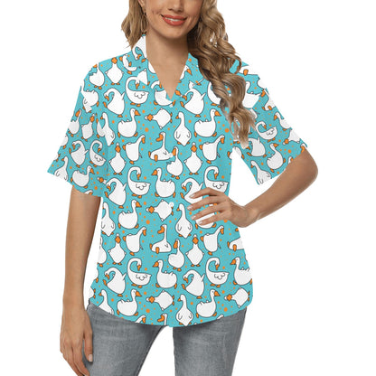 Goose Print Design LKS403 Women's Hawaiian Shirt