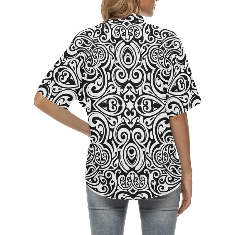 Polynesian Tattoo Pattern Women's Hawaiian Shirt