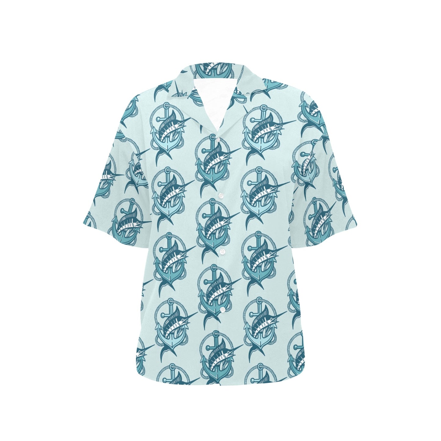 Swordfish Pattern Print Design 03 Women's Hawaiian Shirt