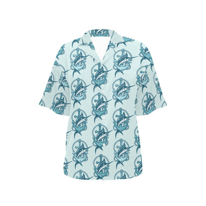 Swordfish Pattern Print Design 03 Women's Hawaiian Shirt