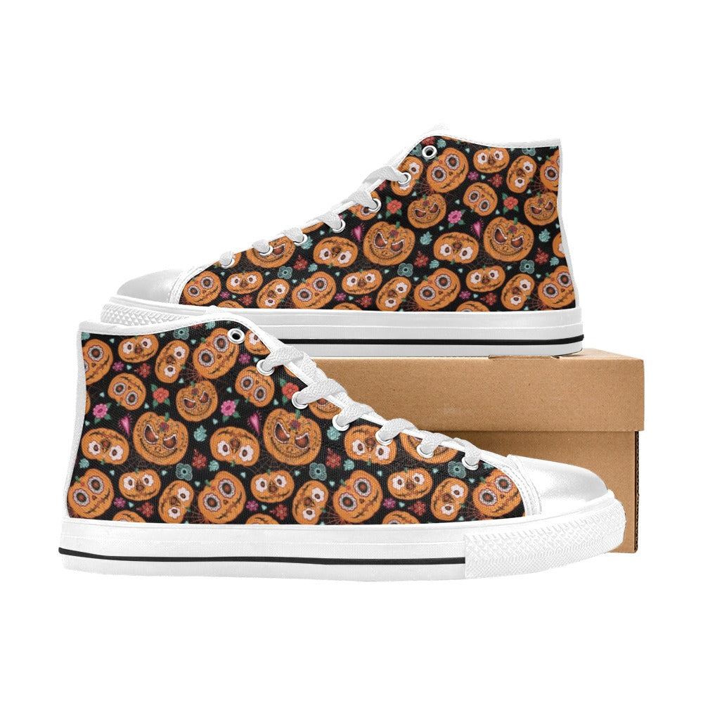 Halloween Print Design LKS402 High Top Women's White Shoes