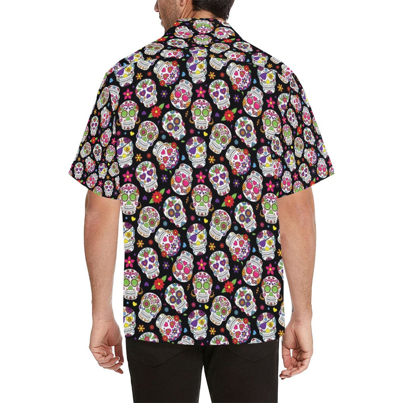 Sugar Skull Print Design LKS302 Men's Hawaiian Shirt