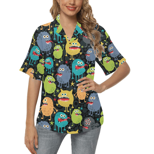 Monster Pattern Print Design 01 Women's Hawaiian Shirt