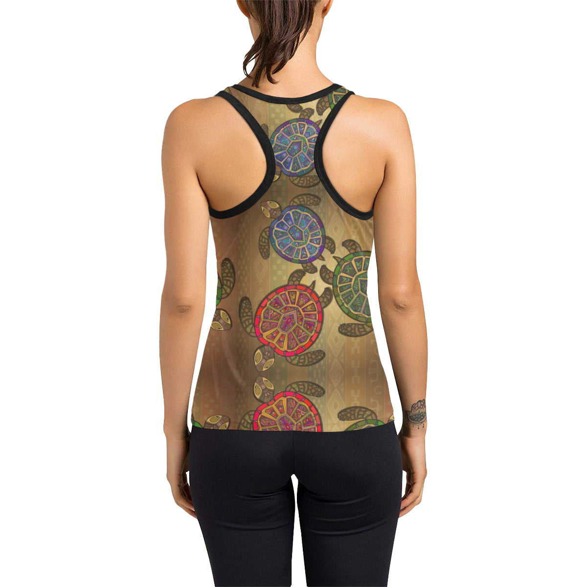 Sea Turtle Tribal Colorful Women's Racerback Tank Top