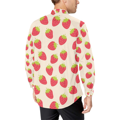 Strawberry Pattern Print Design SB02 Men's Long Sleeve Shirt