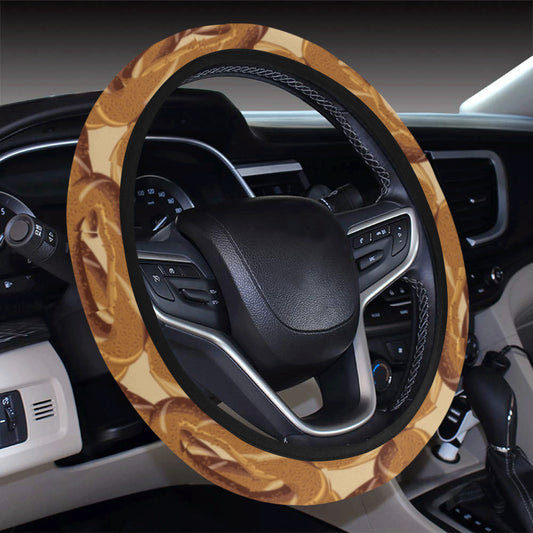 Bagel Pattern Print Design 02 Steering Wheel Cover with Elastic Edge