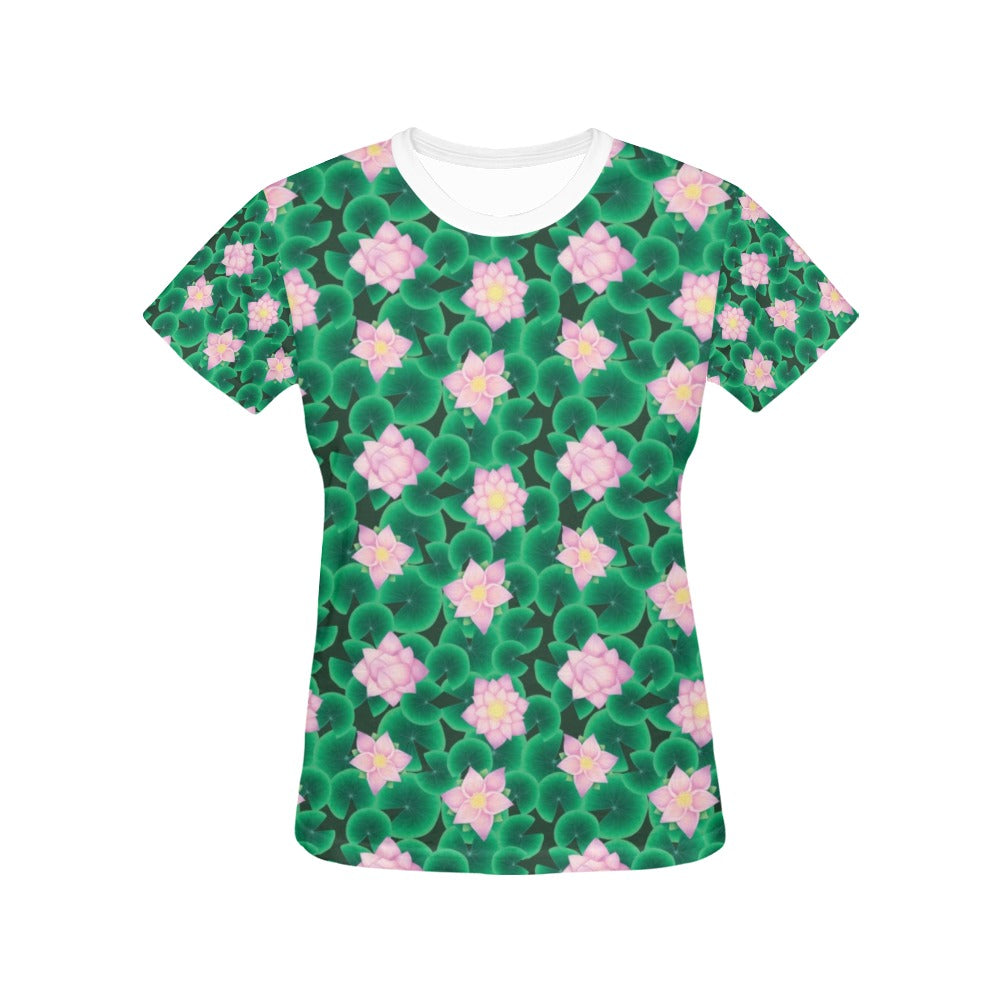 Water Lily Print Design LKS303 Women's  T-shirt