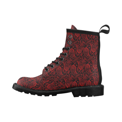 Paisley Red Design Print Women's Boots