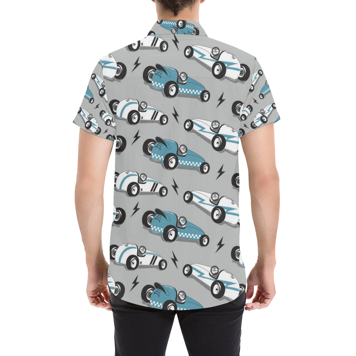 Racing Vintage Pattern Print Design A02 Men's Short Sleeve Button Up Shirt