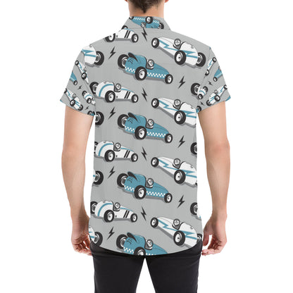 Racing Vintage Pattern Print Design A02 Men's Short Sleeve Button Up Shirt