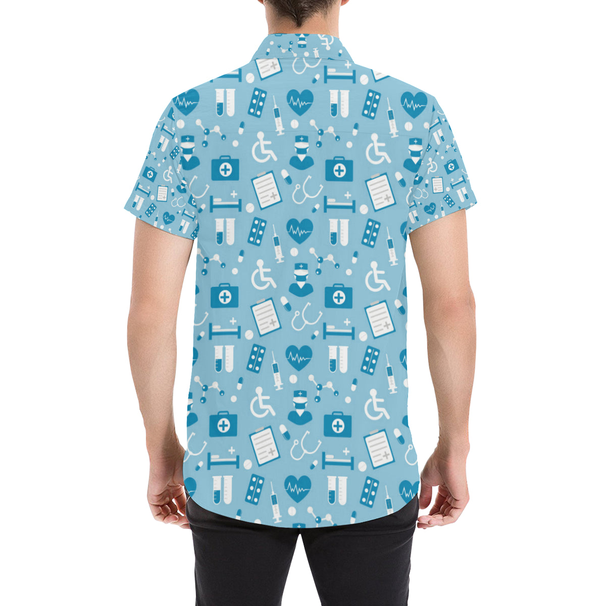 Medical Pattern Print Design 05 Men's Short Sleeve Button Up Shirt