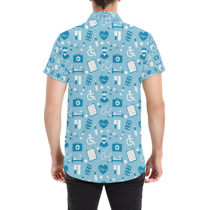 Medical Pattern Print Design 05 Men's Short Sleeve Button Up Shirt